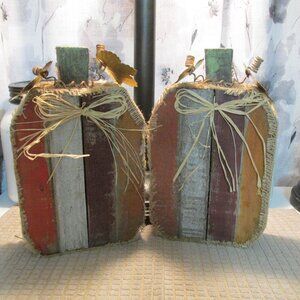 Set of Two Solid Wood Fall Decorations